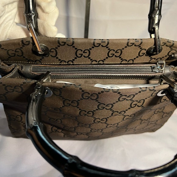 Gucci nylon monogram bamboo tote bag - Picture 7 of 12